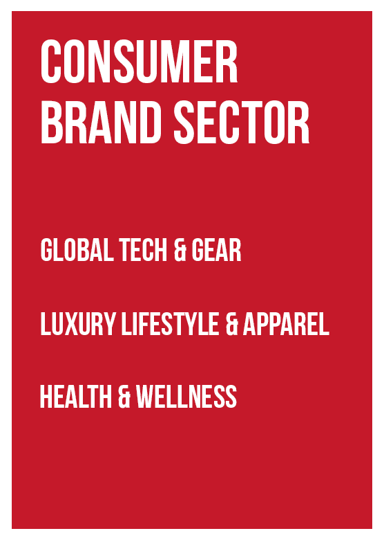Consumer brand advertising sectors including global tech and gear, luxury lifestyle and apparel, and health and wellness for expat audiences